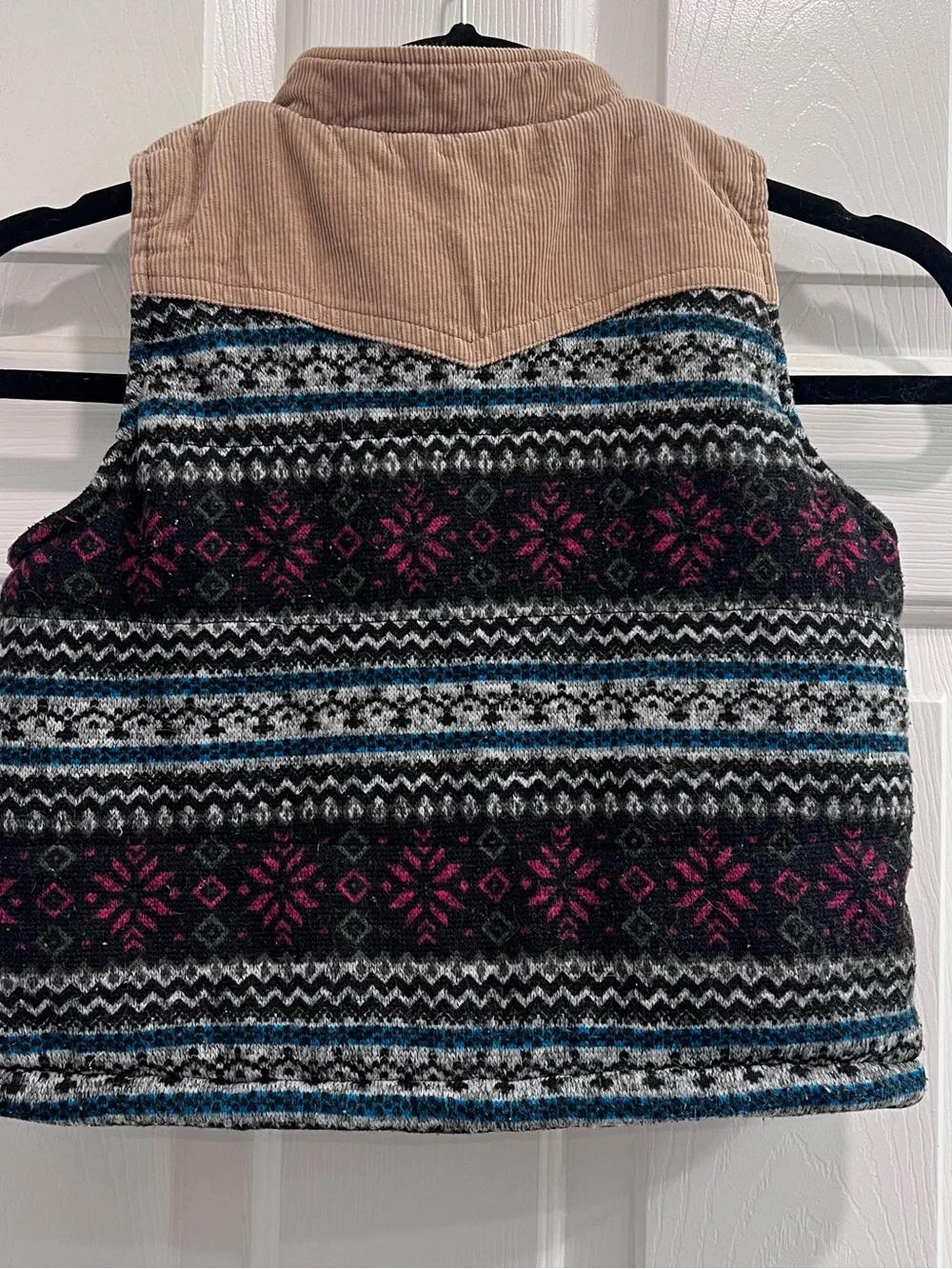 Kids Knit and Corduroy Vest Nordic Cottagecore Winterwear Whimsical Size 6/7